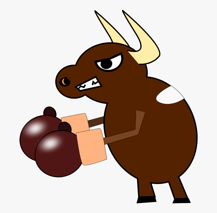 Fighting Cow 555px - Cow With Boxing Gloves, Transparent Clipart