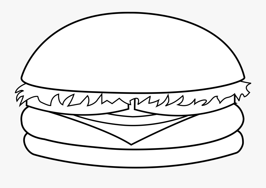 Burger - Clip - Art - Burger Black And White Clip Art, Transparent Clipart