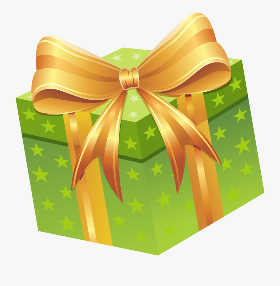 Christmas Star Gift Clipart - Gift Png Green Yellow, Transparent Clipart