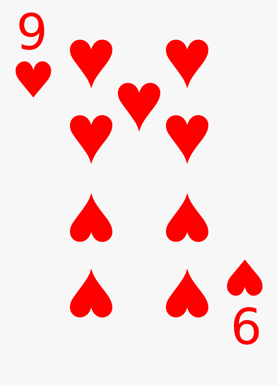 Banner Library File Cards Heart Wikimedia Commons Open - 9 Of Hearts Playing Card, Transparent Clipart