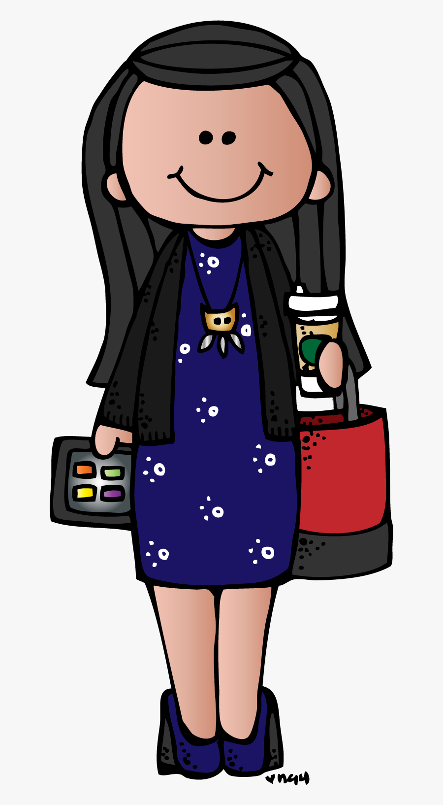 August Clipart Teacher - Teacher With Black Hair Clipart, Transparent Clipart