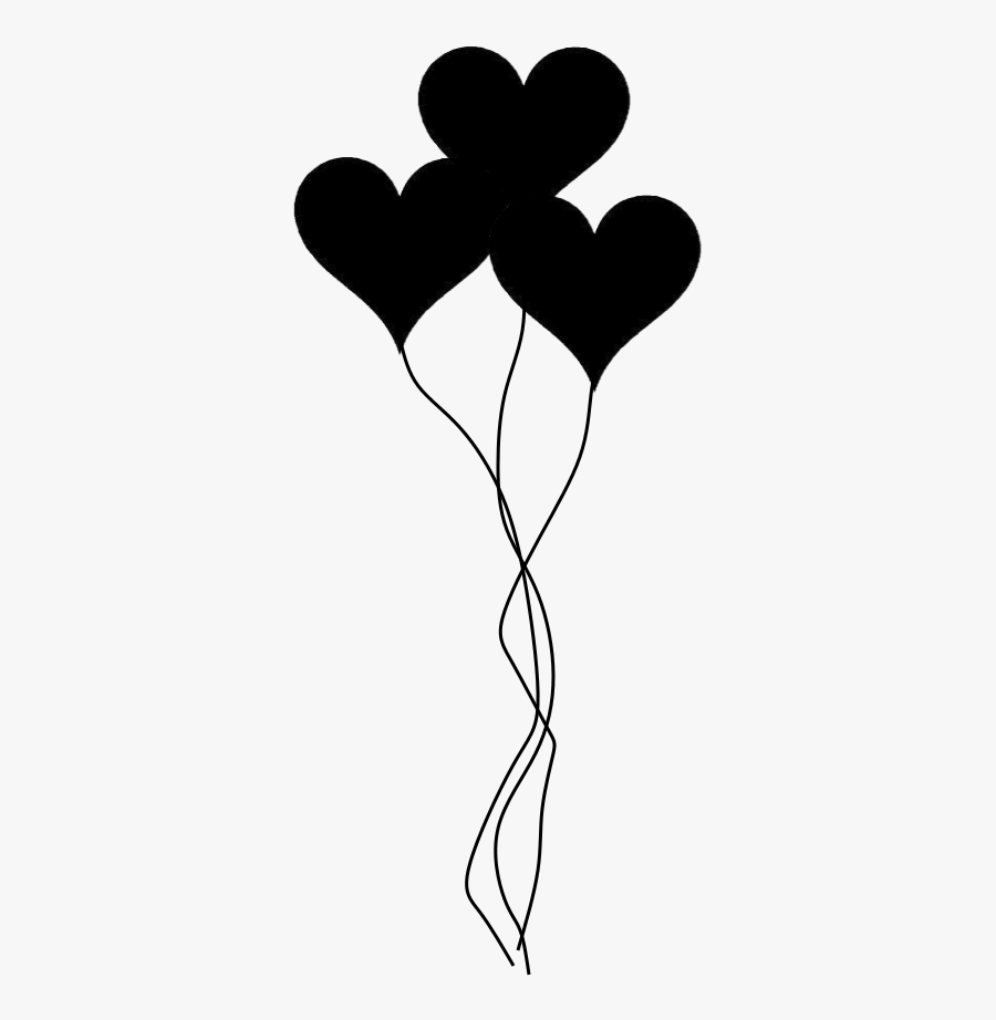 Heart Balloons Silhouette By Viktoria - Love Heart Balloons Black And White, Transparent Clipart