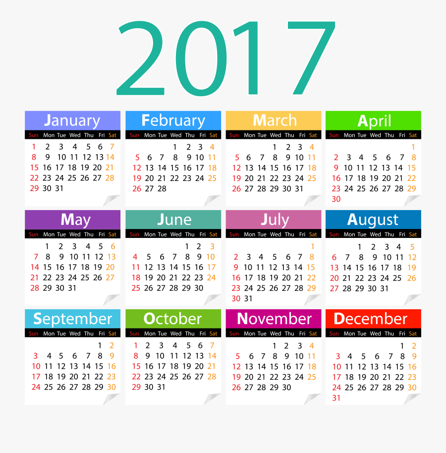 Huge Collection Of "2017 Calendar Clipart", Transparent Clipart