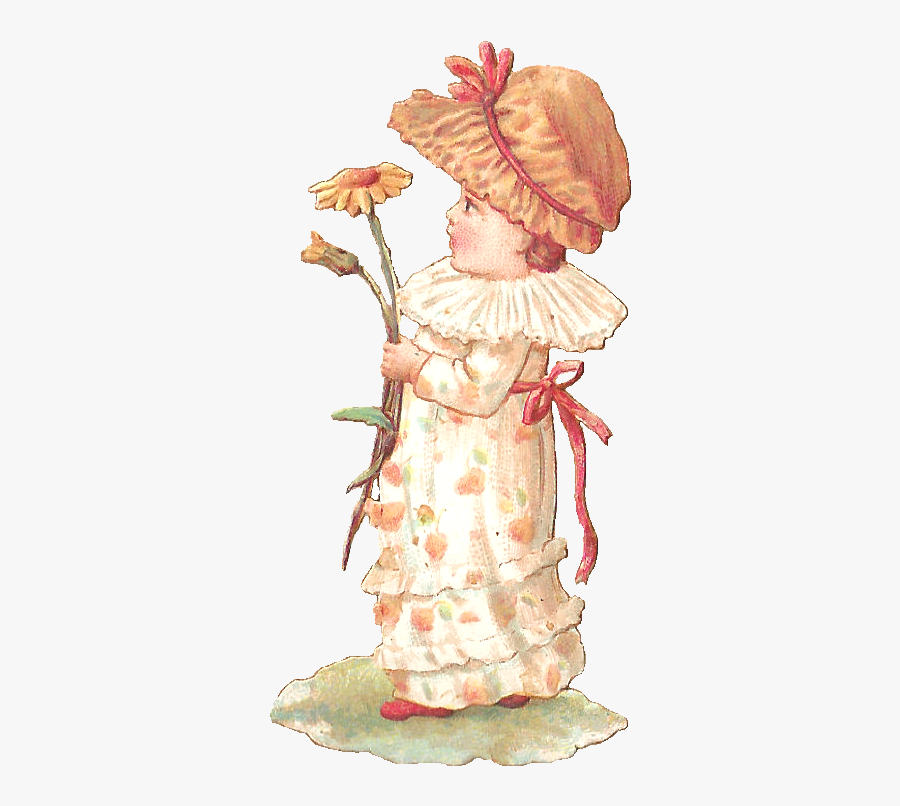 Digital Vintage Girl Clip Art - Vintage Png Girl Flower, Transparent Clipart