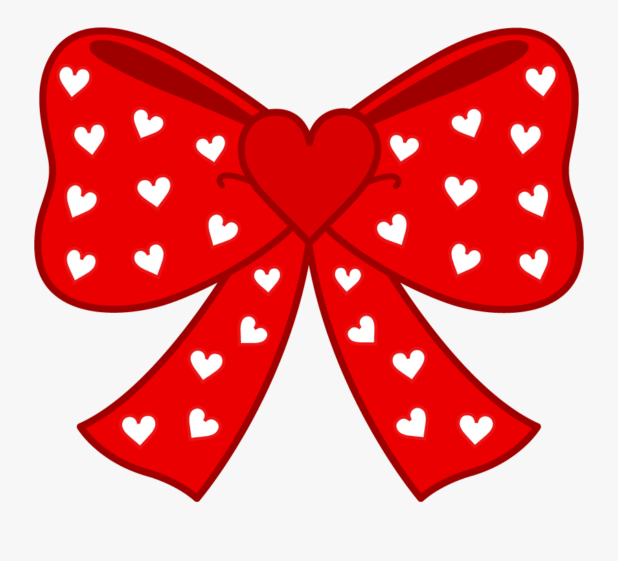 Cute Red Bow With Hearts - Heart Bow Tie Clipart, Transparent Clipart