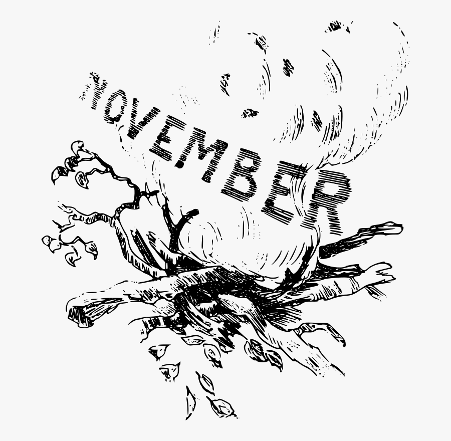 Art,monochrome Photography,text - Drawing For The Month Of November, Transparent Clipart
