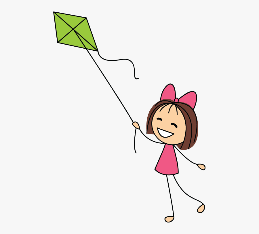 Girl With Kite Clipart, Transparent Clipart