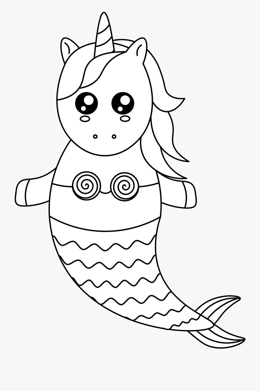 Free Cute Unicorn Mermaid - Cartoon, Transparent Clipart