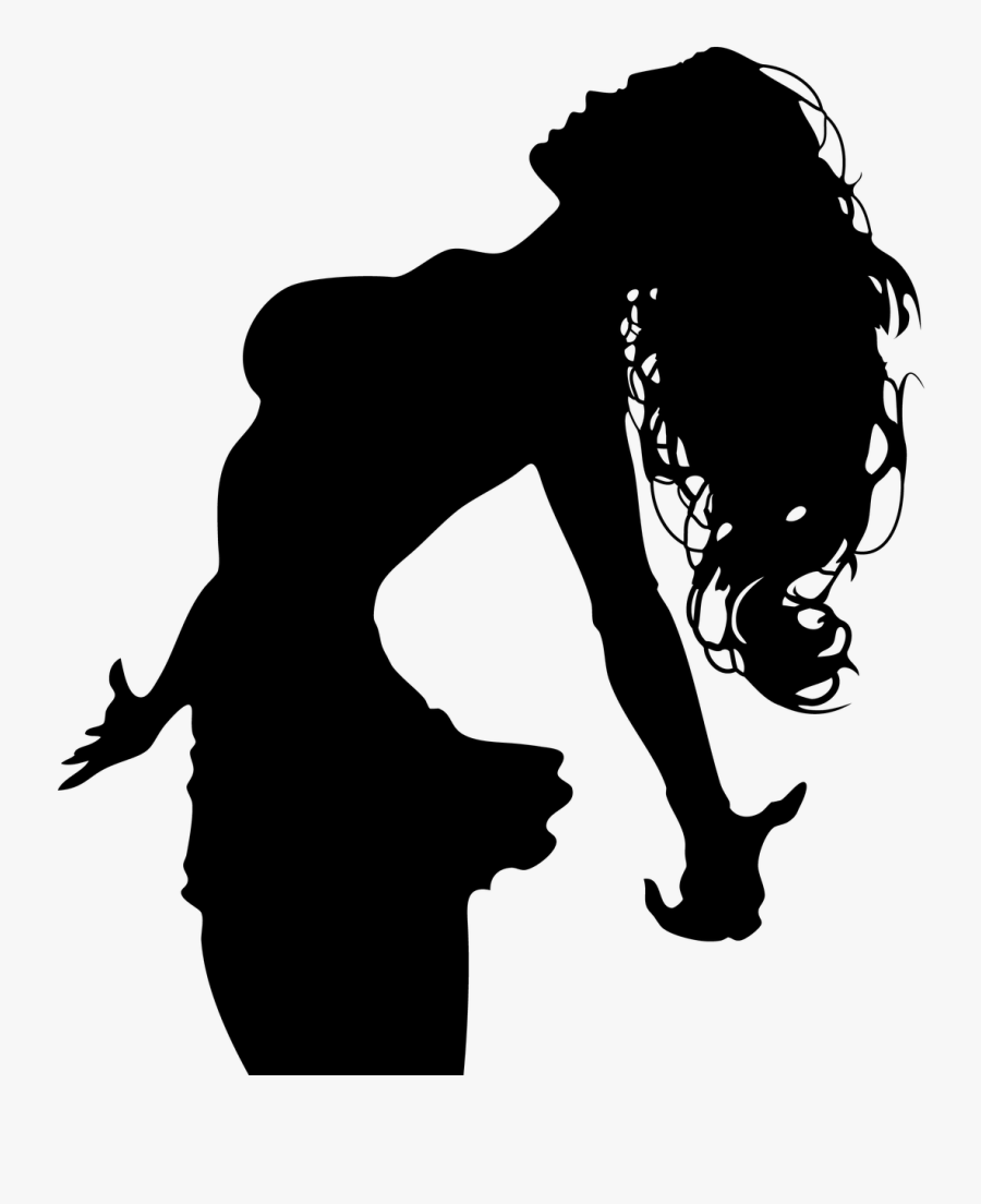 Female Silhouette - Long Haired Woman Silhouette, Transparent Clipart