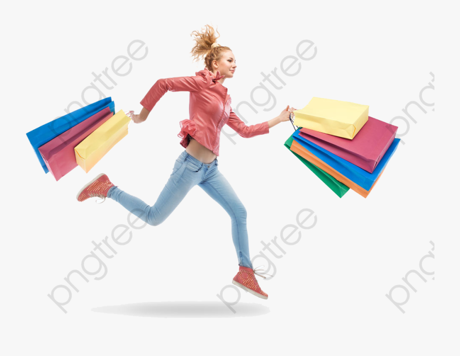 Woman Clipart Shopping - Woman With Shopping Bags Png, Transparent Clipart