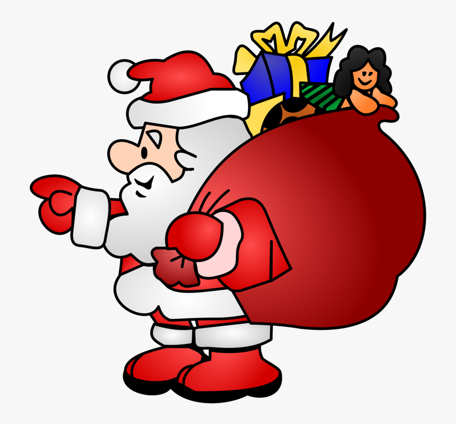 Clip Art Santa Clause - Pere Noel Avec Hotte, Transparent Clipart