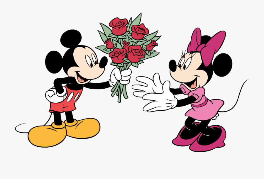 Mickey Mouse With Rose, Transparent Clipart