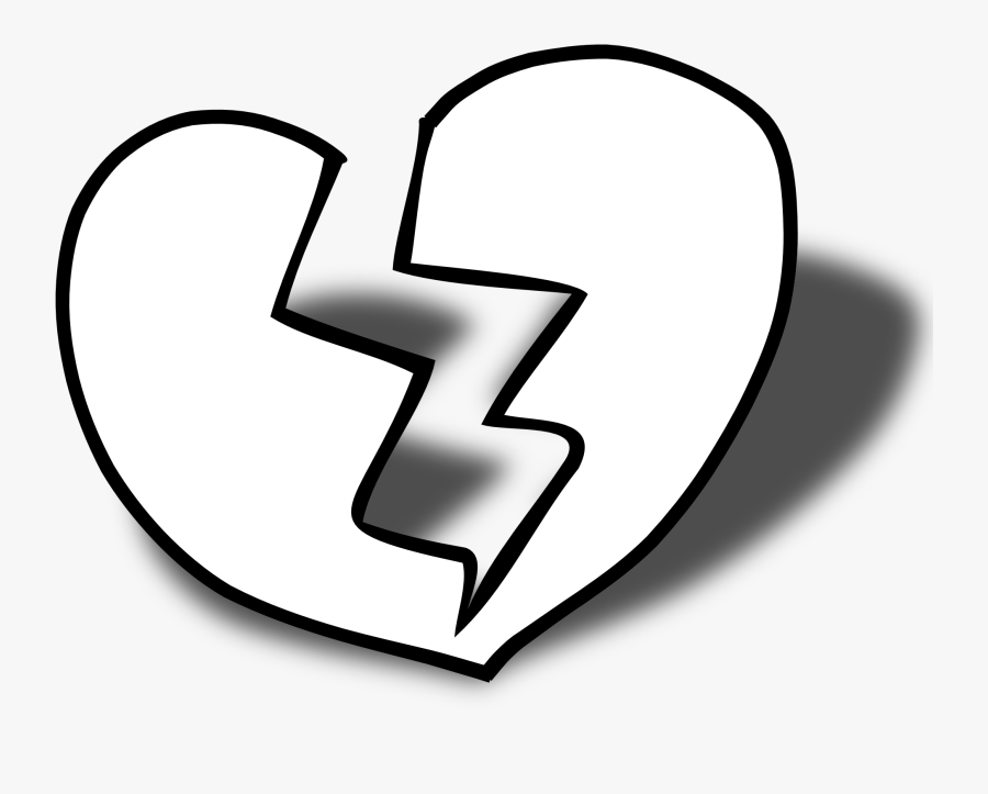 Black And White Broken Heart, Transparent Clipart