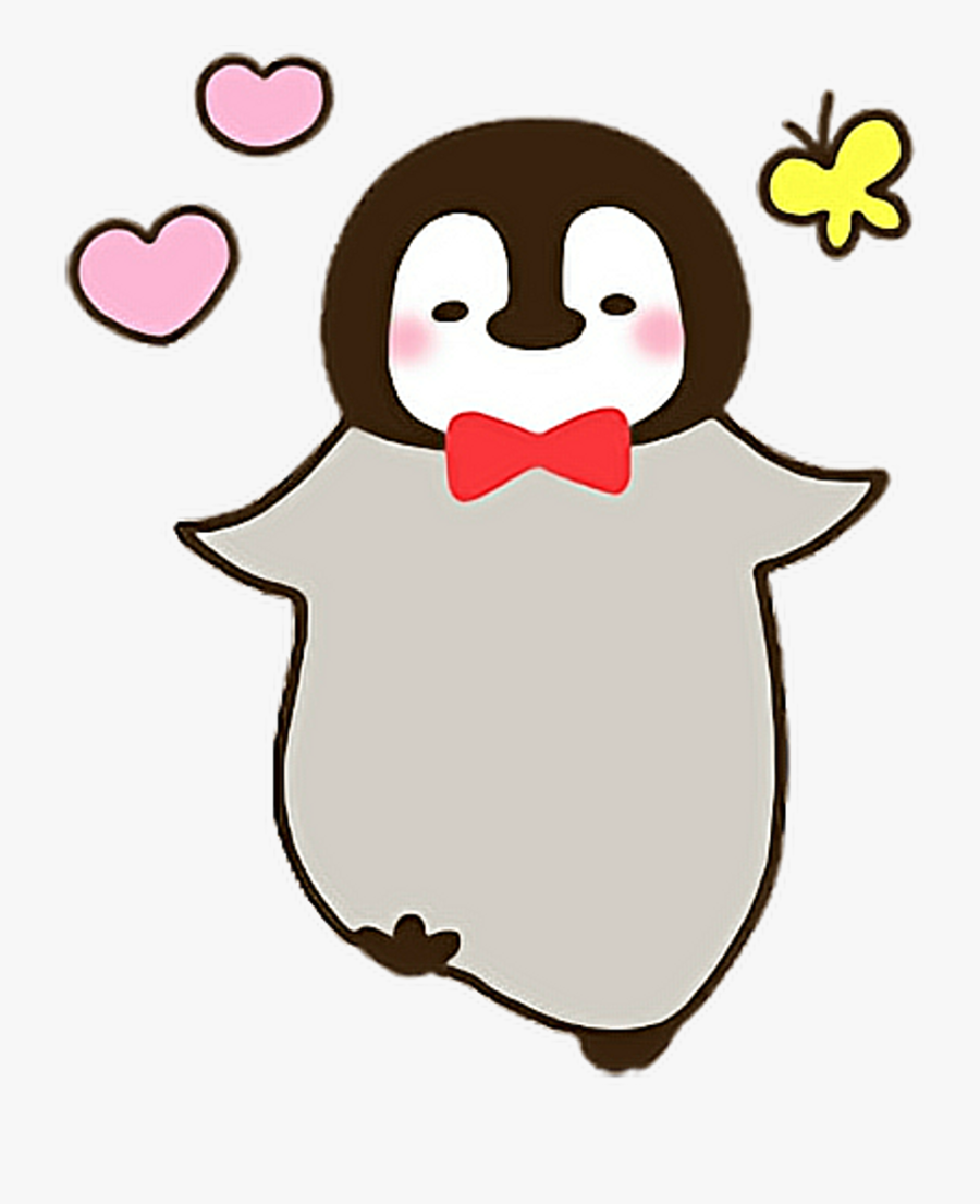 Sticker Cute Penguin Cutesticker Lovely Love Hearts - Penguin Gif Line, Transparent Clipart