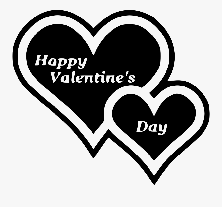 Double Heart Clipart Happy Valentine"day Two Hearts - Valentine's Day Heart Outline, Transparent Clipart