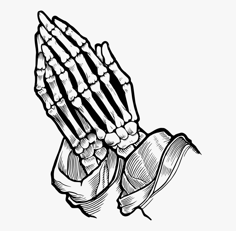 Monochrome Photography,artwork,shoe - Skeleton Praying Hands Drawing, Transparent Clipart
