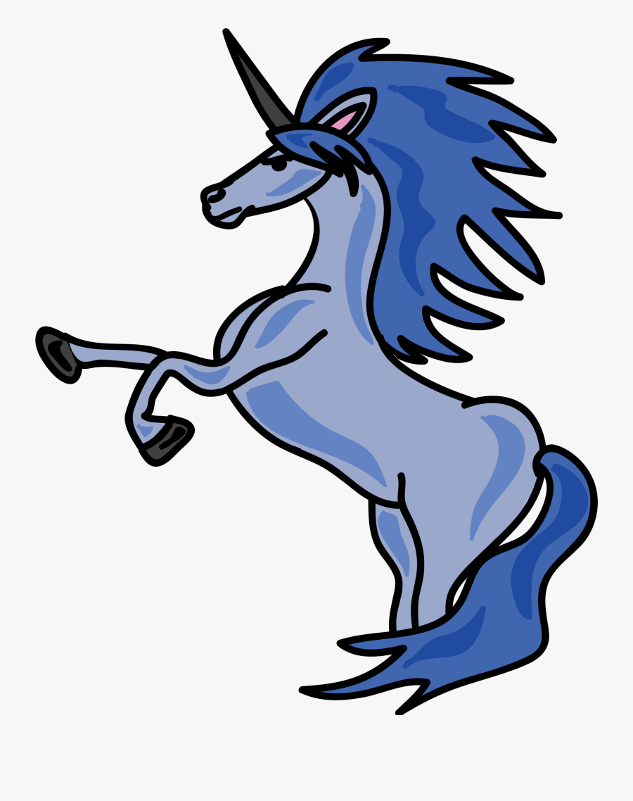 Clipart - Blue Unicorn Clipart, Transparent Clipart