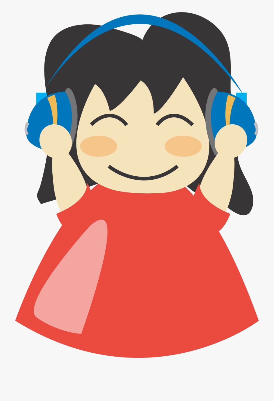 Earphones Girl Happy Free - Listen To Music Clipart Png, Transparent Clipart