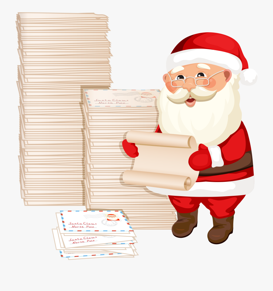 Santa Claus With Letters Png Clipart Image - Letters To Santa Clipart, Transparent Clipart