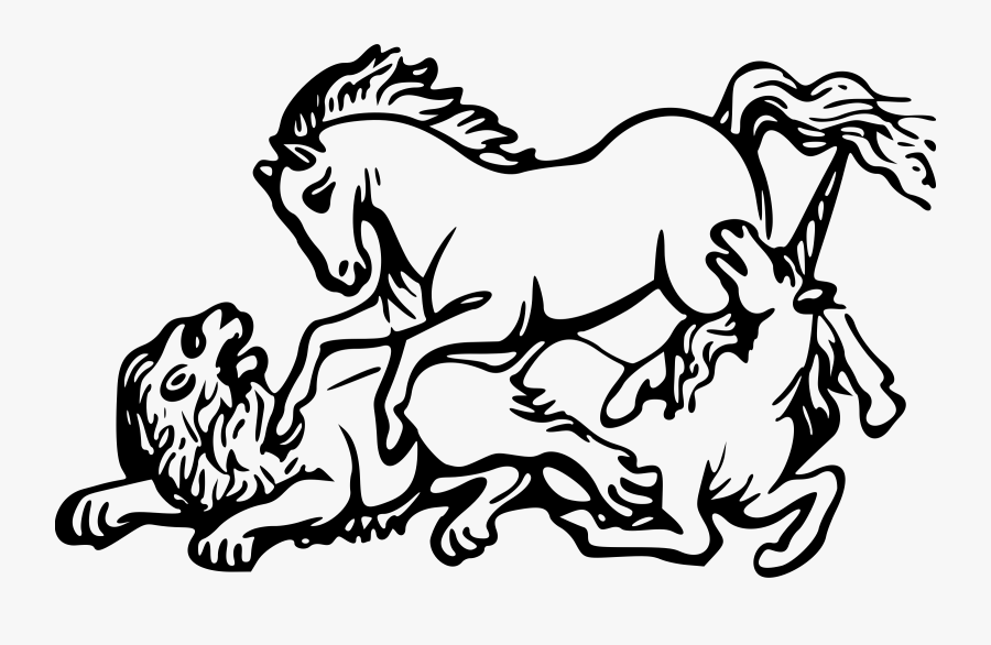 Clip Art Clipart Lion Big Image - Lion And Unicorn Draw, Transparent Clipart
