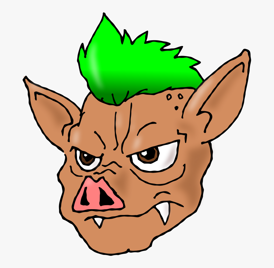 Punk Pig Svg Clip Arts - Pig With Green Hair, Transparent Clipart
