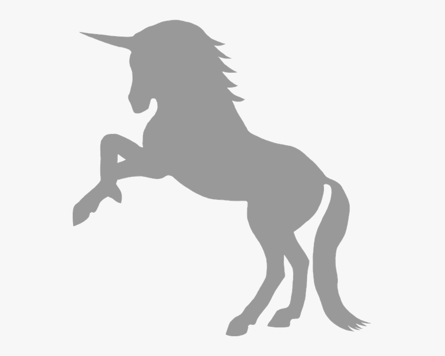Unicorn, Gray, Myth, Mythological, Creature, Silhouette - White Unicorn Silhouette Png, Transparent Clipart