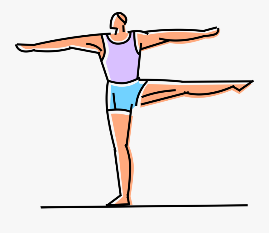 Gymnast Vector Balance Beam Clipart - One Leg Balance Gymnastics, Transparent Clipart
