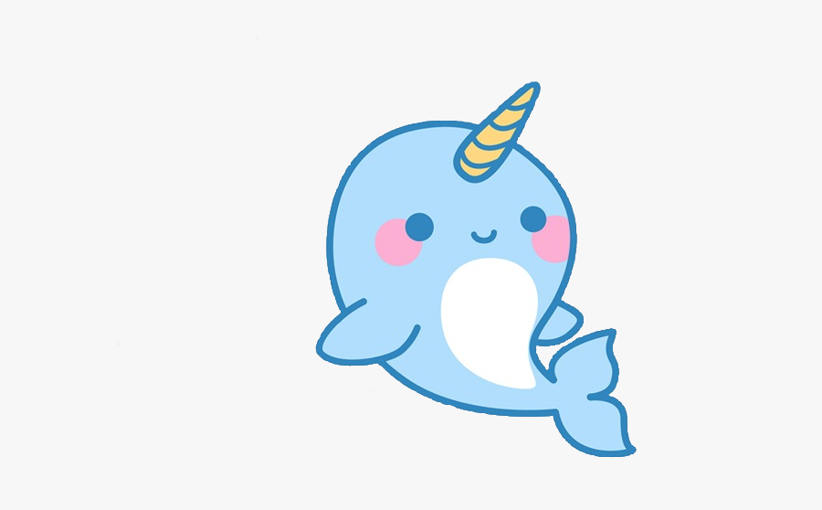 Narwhal Whale Unicorn Cute Clipart Freetoedit - Cartoon Cute Kawaii Dolphin, Transparent Clipart