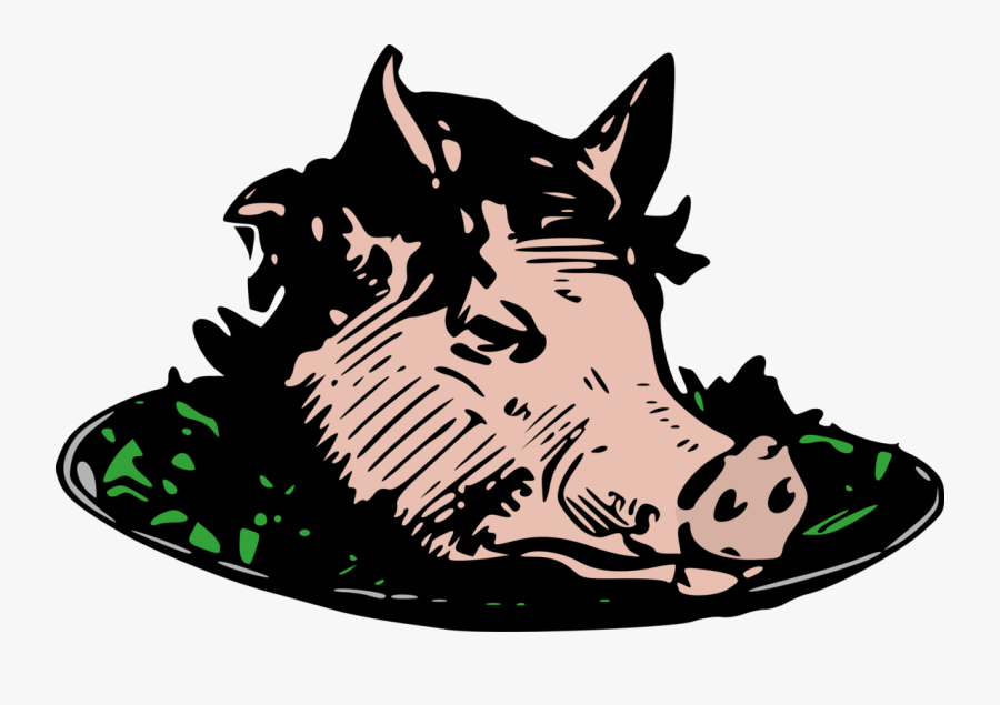 Pig Head Dinner - Pig Head On A Plate, Transparent Clipart
