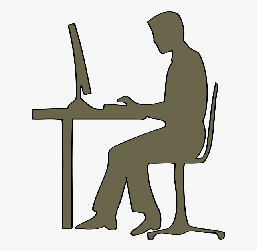 Computer Desk - Man Sitting At Computer Clipart, Transparent Clipart