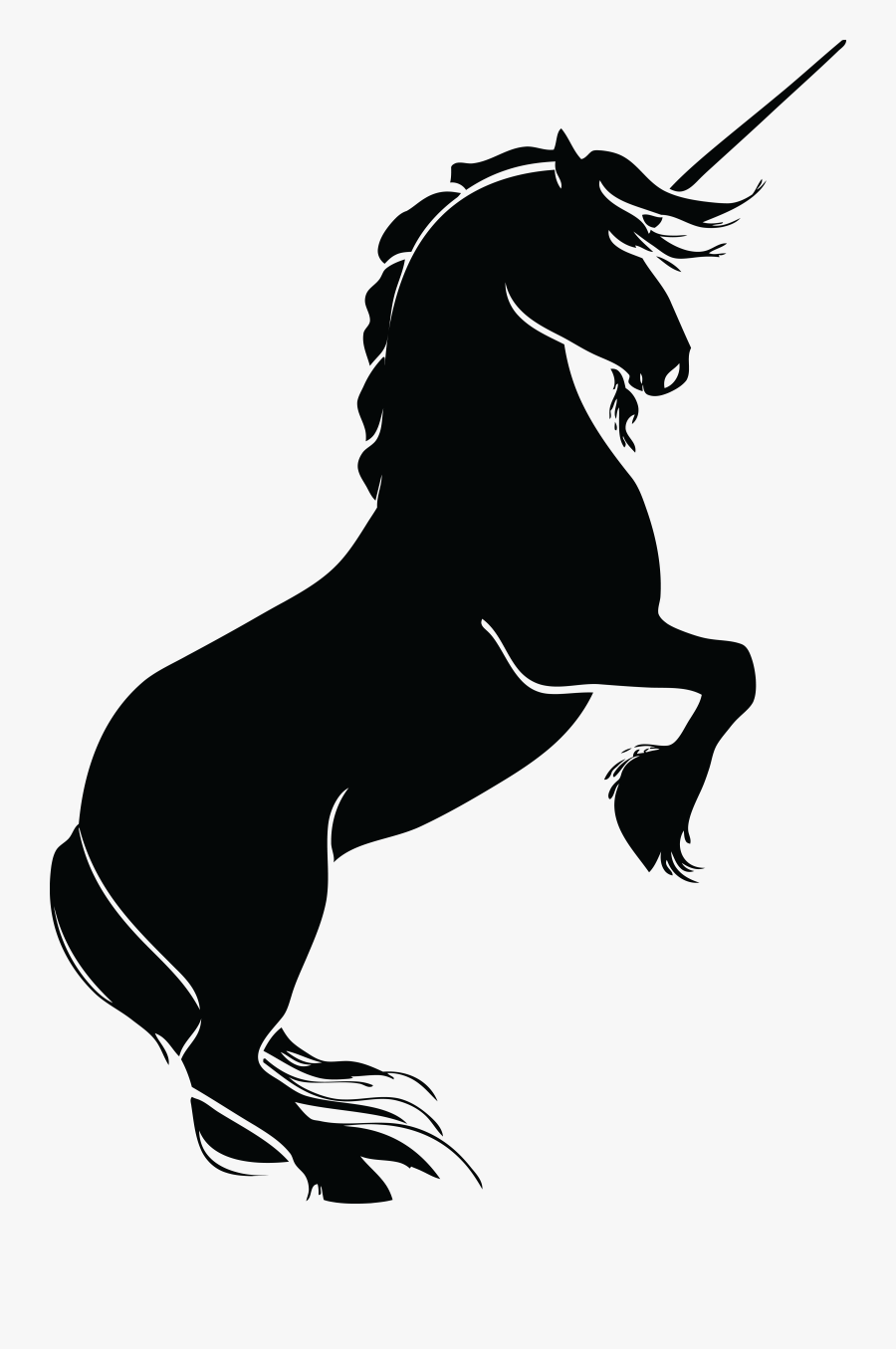 Free Clipart Of A Silhouetted Rearing Unicorn - Rearing Unicorn Silhouette, Transparent Clipart