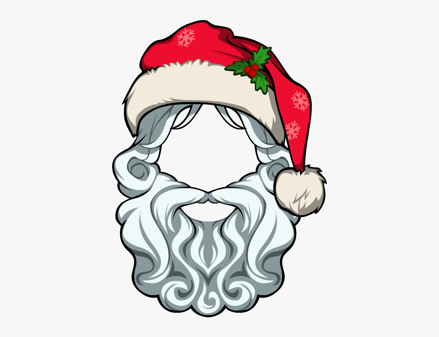 Santa Clipart Baseball - Cartoon Santa Hat And Beard, Transparent Clipart