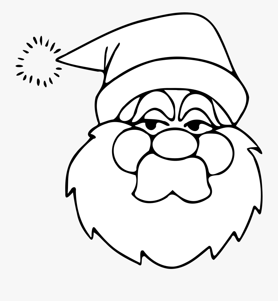 Hippo - Clipart - Black - And - White - Santa Without Hat Clipart, Transparent Clipart