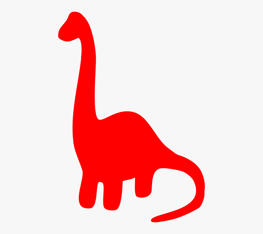 Dinosaur, Red, Silhouette, Art, Cartoon, Animal - Long Neck Dinosaur Clipart, Transparent Clipart