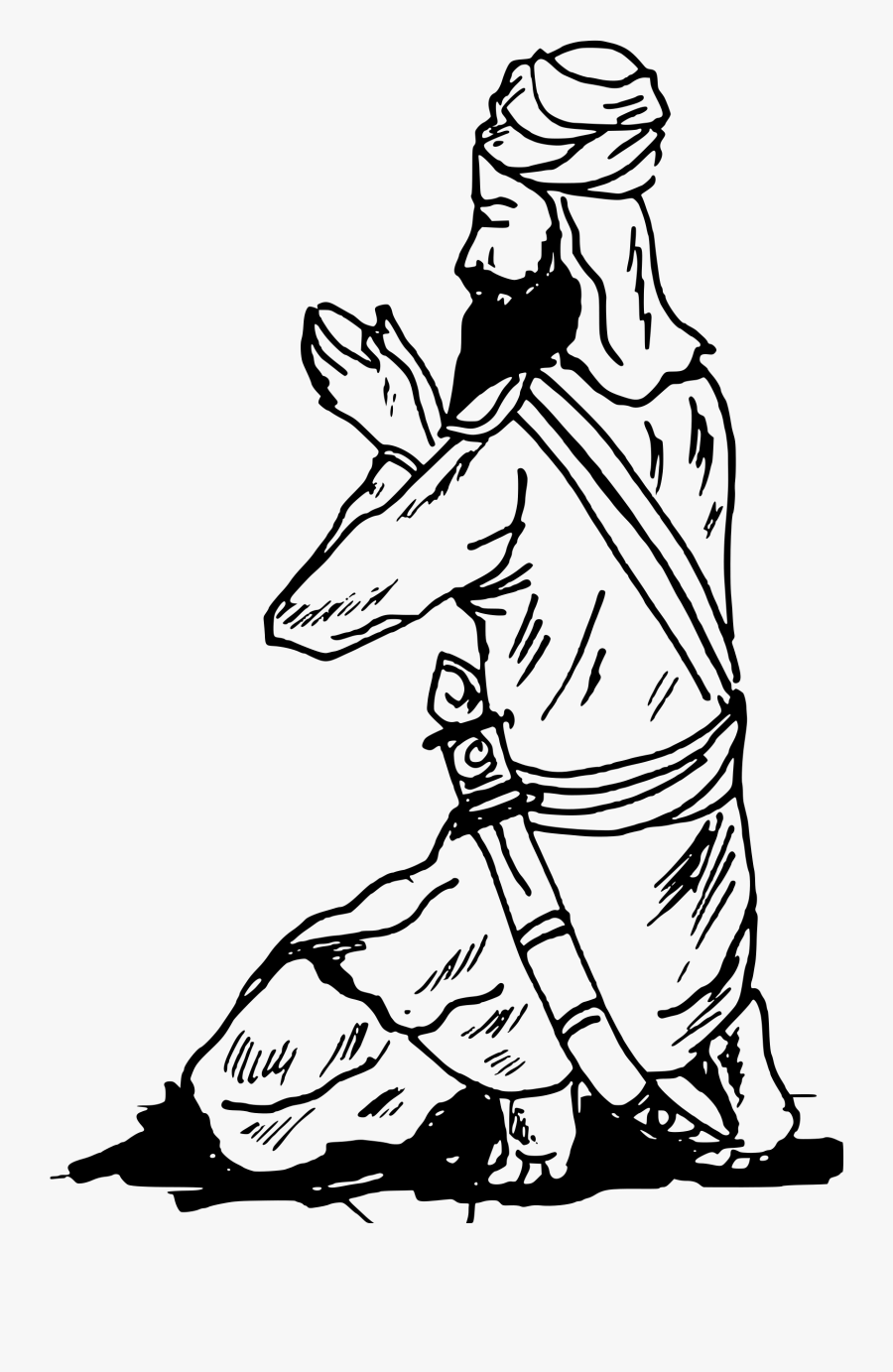 Vector Royalty Free Stock Sikh Praying Big Image Png - Sikhism Black And White, Transparent Clipart