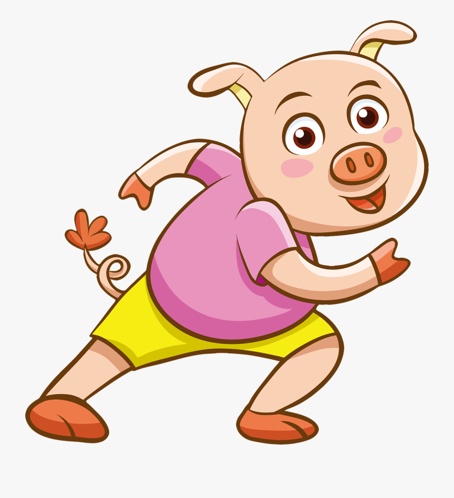 Cartoon Pig - Clipart Running Pig Cartoon, Transparent Clipart