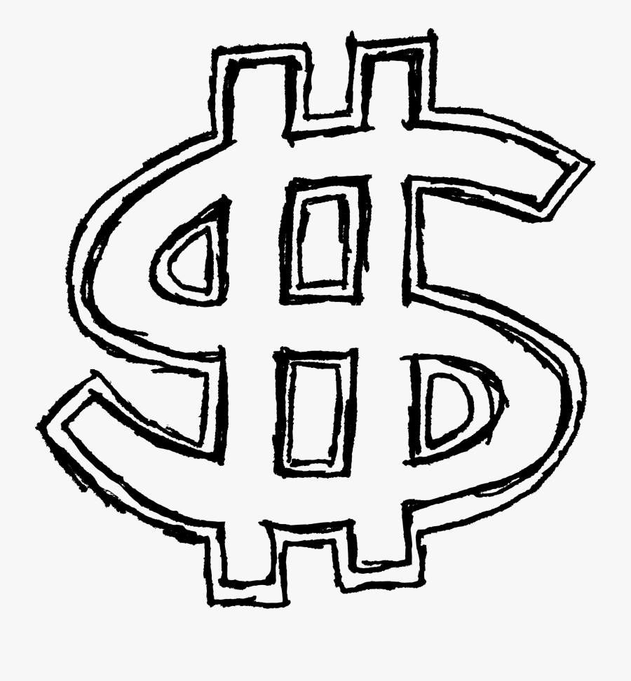 Clip Art Dollar Sign Drawing - Money Drawing, Transparent Clipart