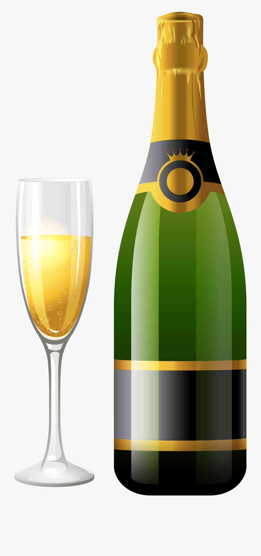 Christmas Wine Clipart - Champagne Bottle And Glass Png, Transparent Clipart