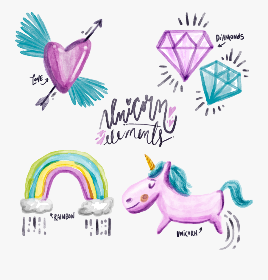 Watercolor Painted Vector Painting Unicorn Free Download - Unicorn, Transparent Clipart