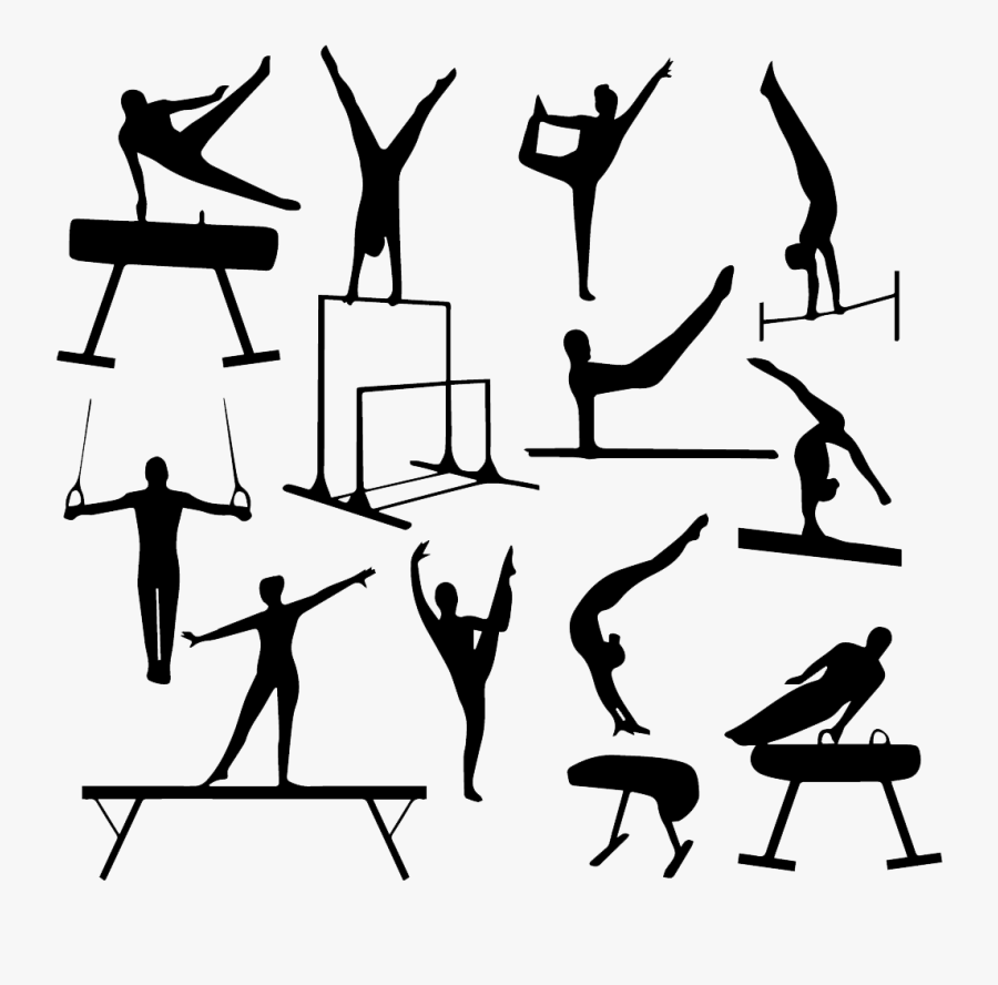 Gymnastics Vault Clipart - Silhouette Gymnast Clipart, Transparent Clipart