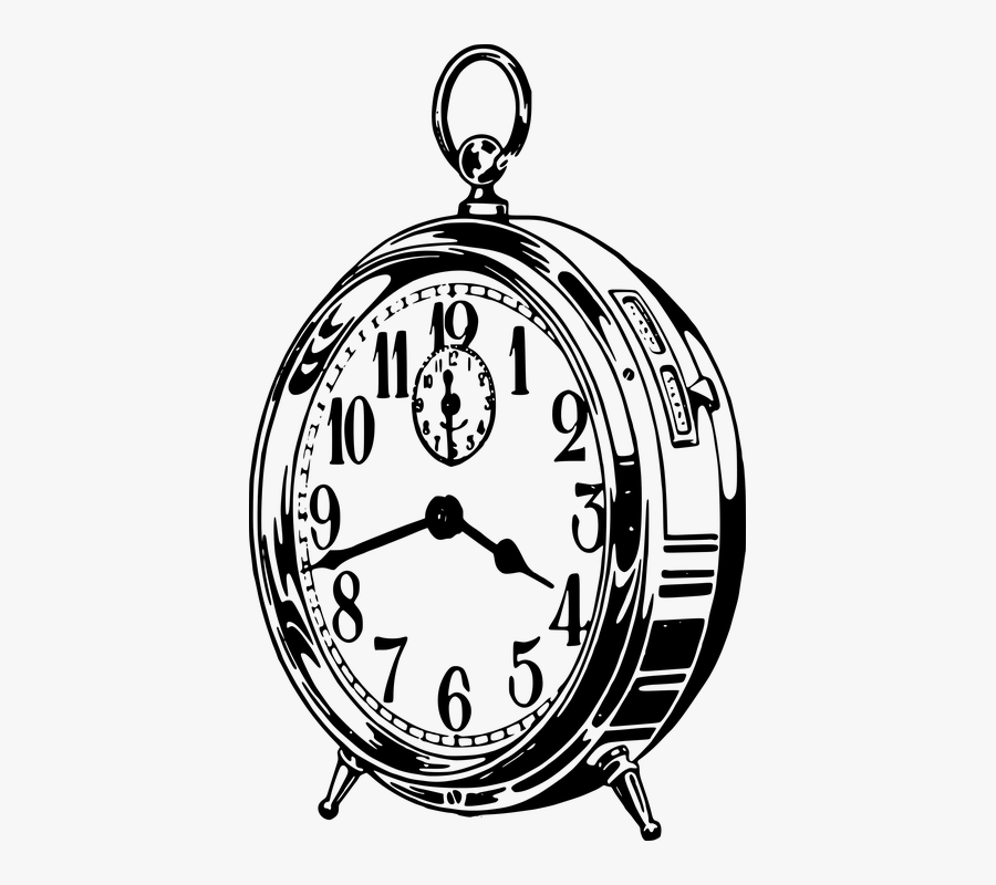 Transparent Alarm Clock Clipart - Clock Black And White Png, Transparent Clipart