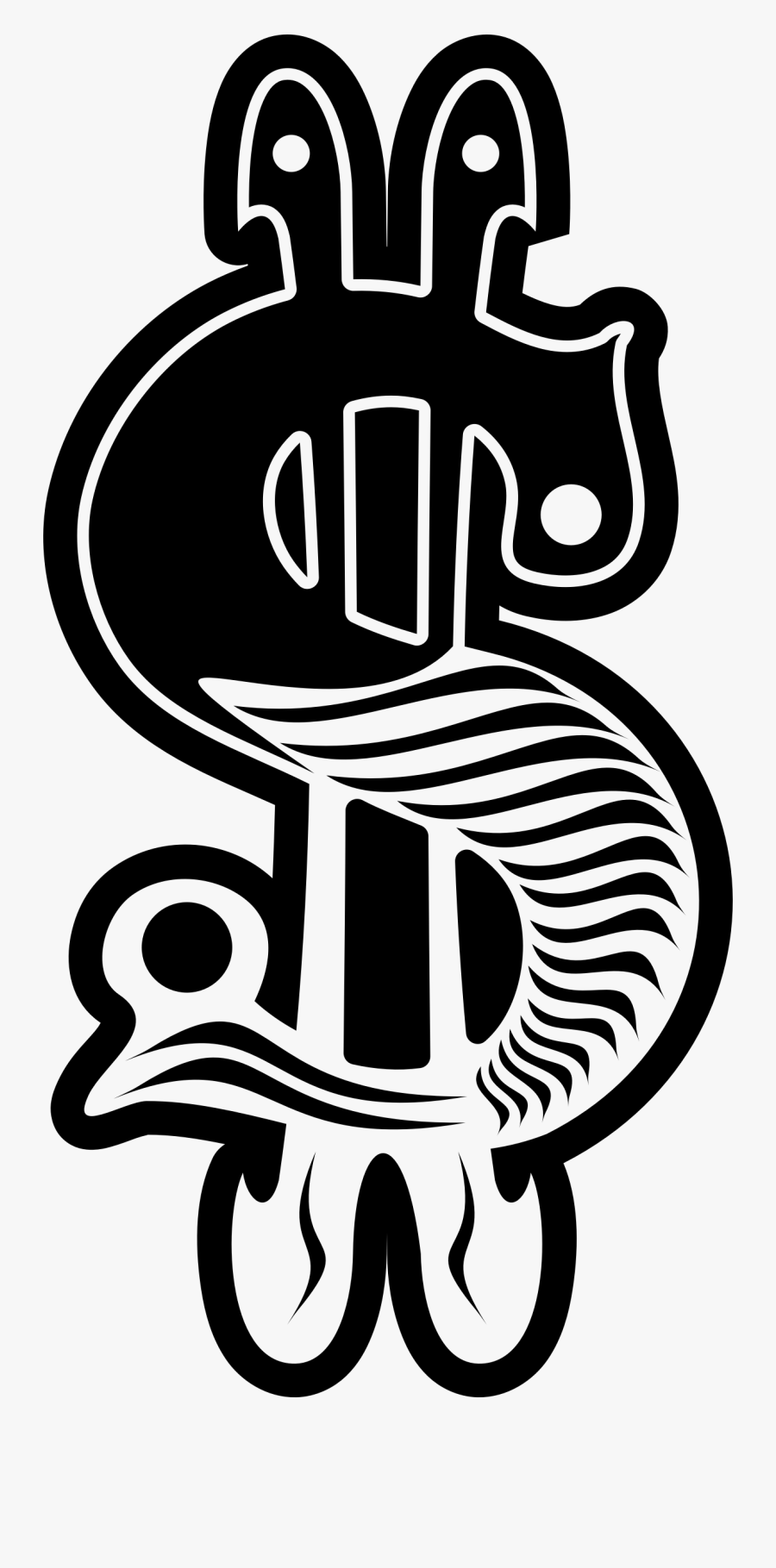 Black And White Dollar Sign, Transparent Clipart