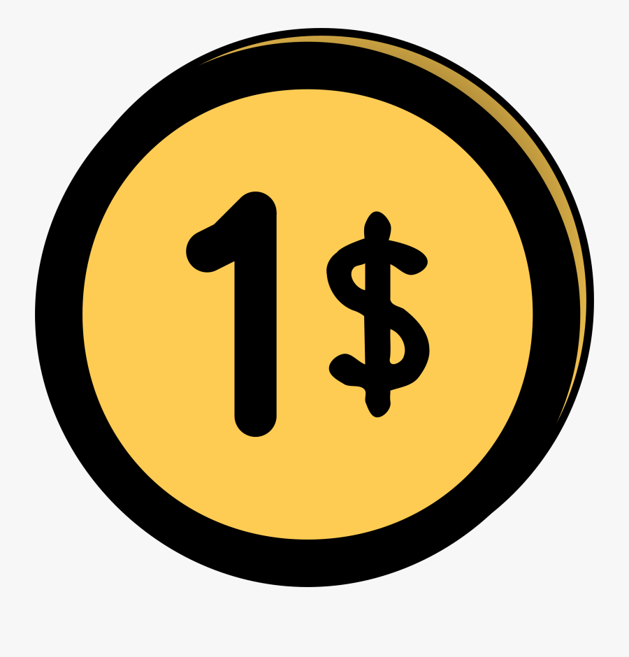 Golden Dollar Icons Png - 1 Dollar Coin Clipart, Transparent Clipart