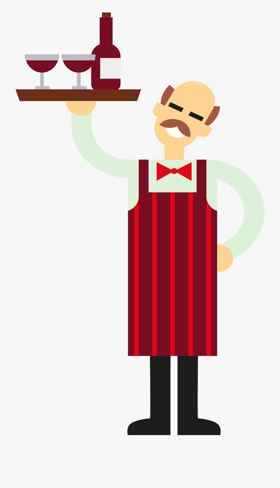 Waiter With Wine - Clipart Of A Waiter, Transparent Clipart