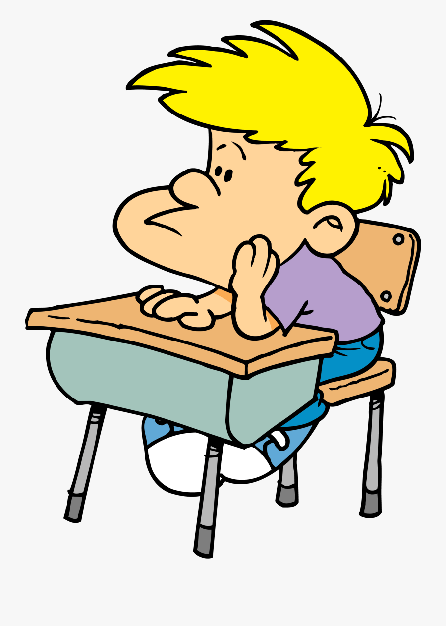 Bored Student Sitting At Desk Clipart, Transparent Clipart