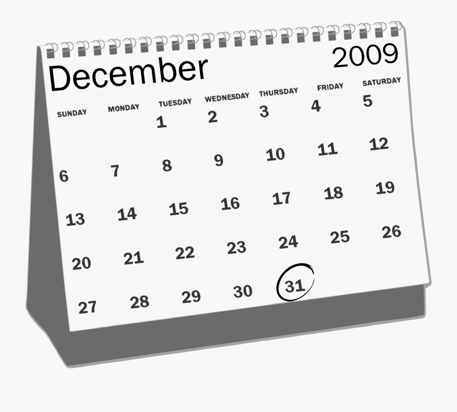 December Simple Calendar Clipart - Calendar Clipart Black And White, Transparent Clipart