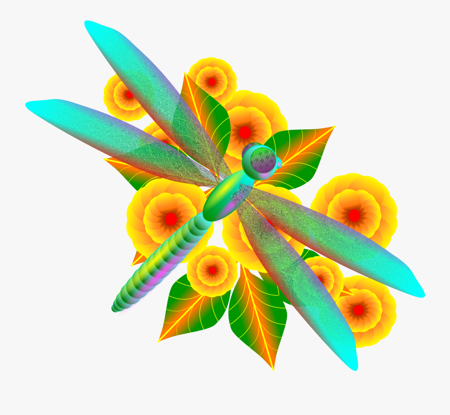 Clip Art Clipart Big Image Png - Flowers Dragonfly Clipart, Transparent Clipart