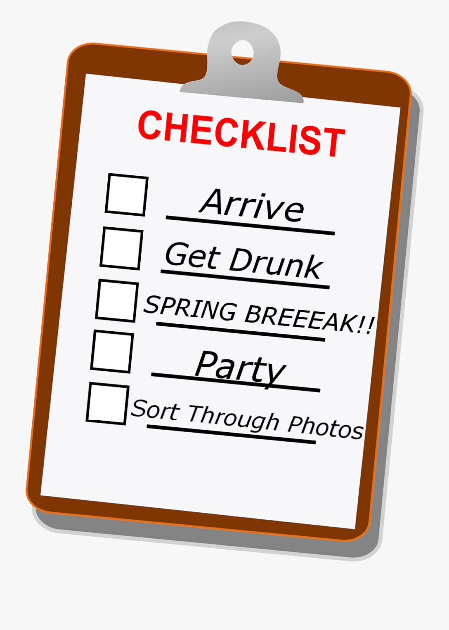 Epic Spring Break Vacation Checklist - Orange, Transparent Clipart