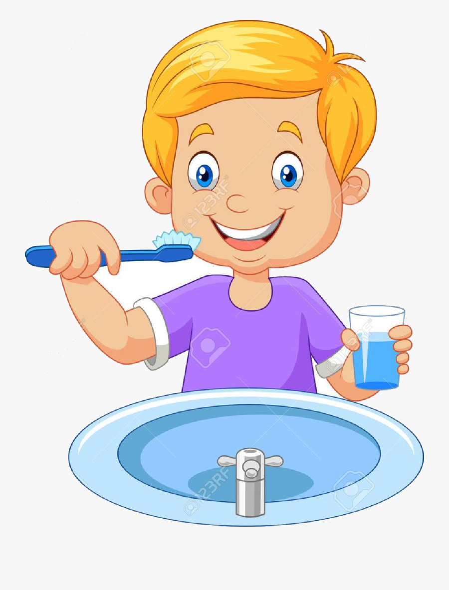 Brush Teeth Boy Brushing Clipart Transparent Png - Brushing Teeth Images Cartoon, Transparent Clipart