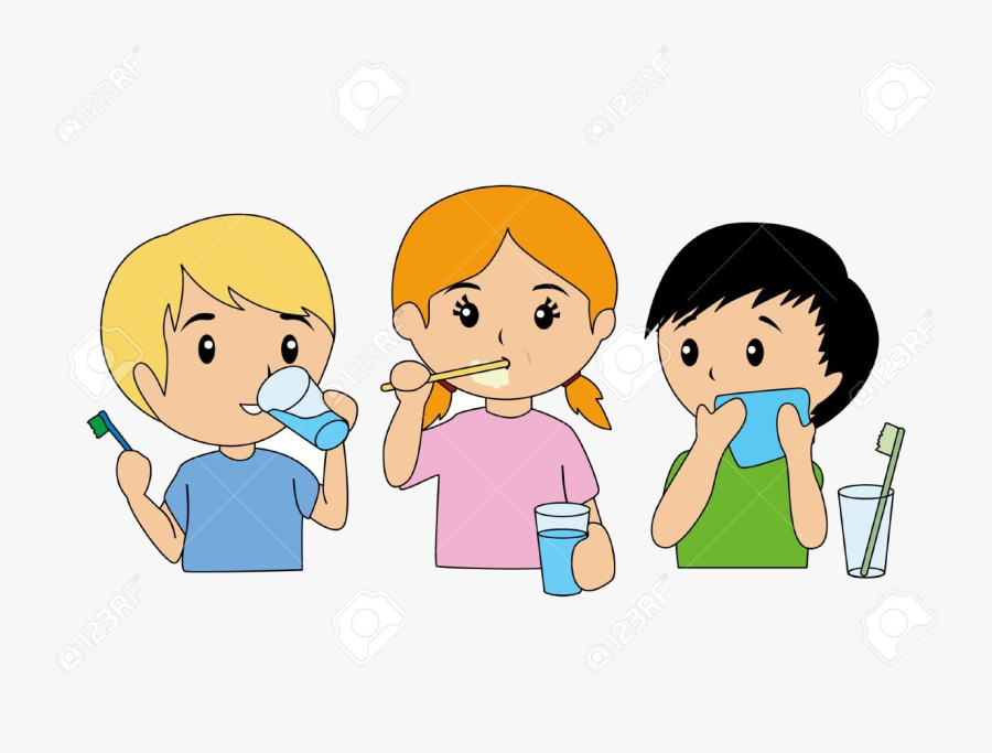 Brush Teeth Children Brushing Clipart Transparent Png - Preschool Tooth Brushing Clipart, Transparent Clipart